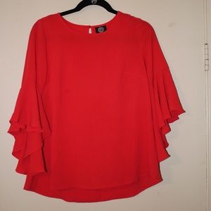 Red Long Sleeve Blouse